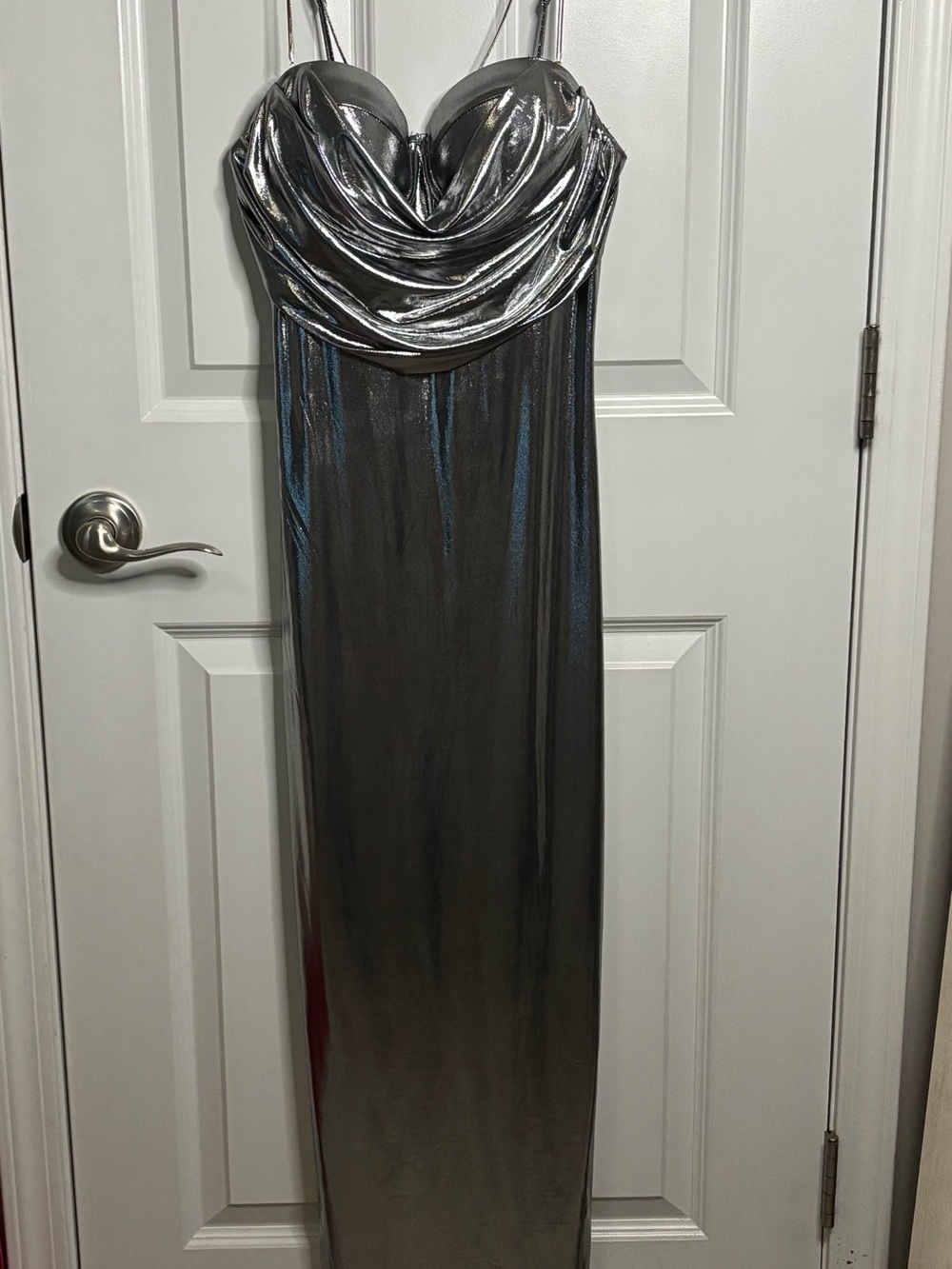 JLUXLABEL Metallic Gunmetal Maxi Dress | NWOT | Size Medium | Showstopper ✨